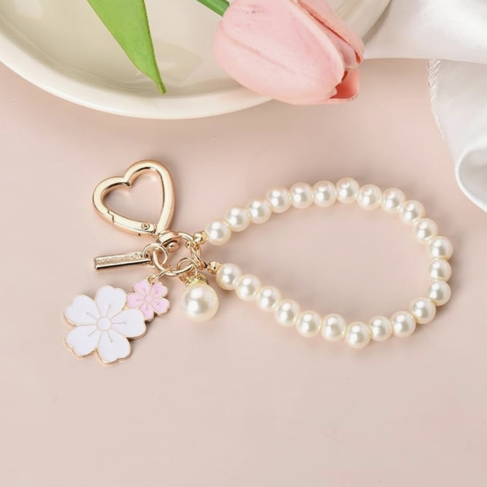 Pearl Beaded Keychain/Bag Charm New